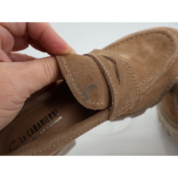 La Canadienne Devin Suede Shearling Penny Loafers Brown Suede Size 7.5 Chunky - Picture 13 of 14